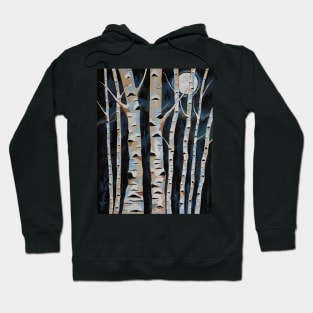 MOONLIGHT And The Birch Acrylic Painting Hoodie